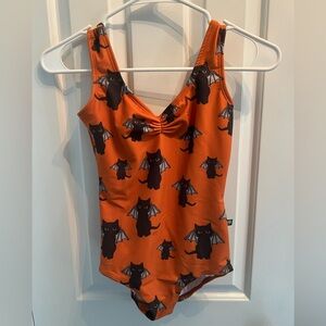 Luckyleo batcat orange leotard